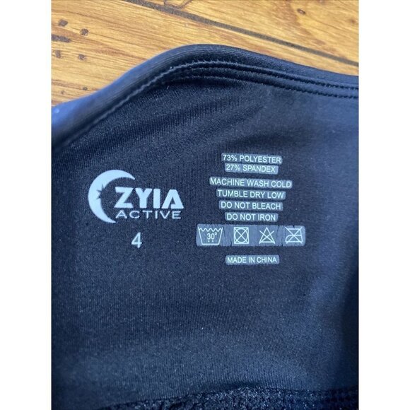 𝅺ZYIA Black High Waisted Crop Leggings Size 4 casual workout comfort running - Picture 3 of 7